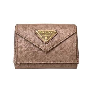 Prada SAFFIANO TRIANGOLO Wallet Beige